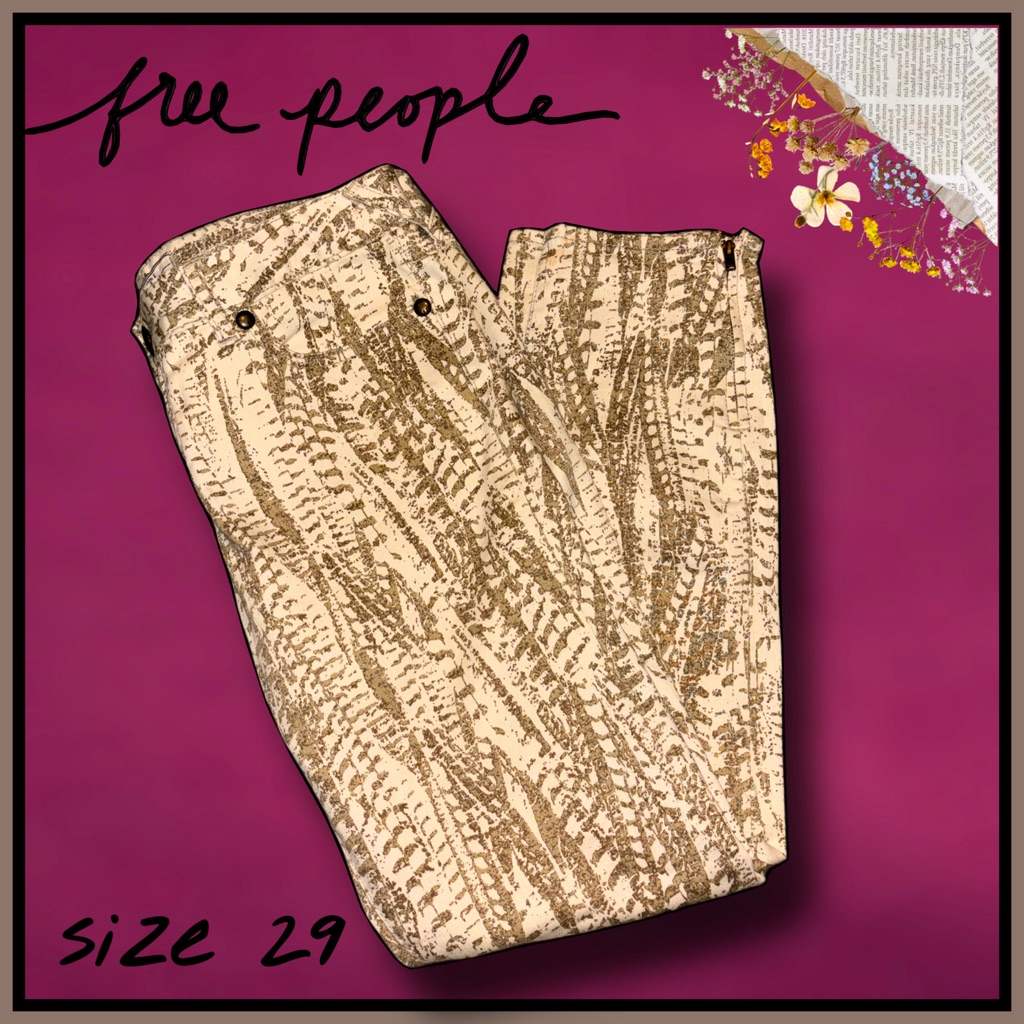 Free People Cute Boho Denim Pants Skinny Jeans Size 29